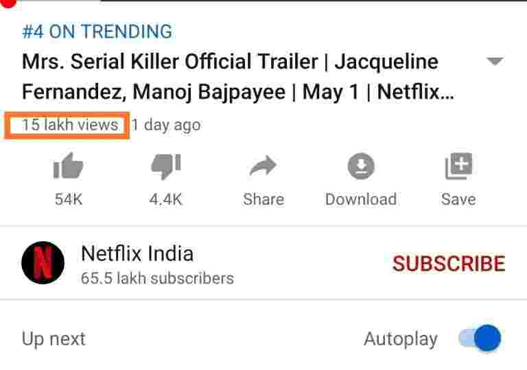 YouTube India將百萬到Lakh，Crore的百萬到Lakh改變了視圖
